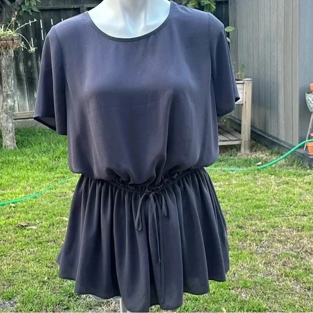 Pleione NWT Elegant Black Women's Top Slate Color, Tie At Waist Size S